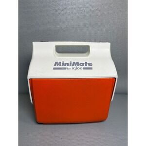 Vintage Igloo MiniMate Personal Cooler Orange White Lunch Box 9 Inch Small
